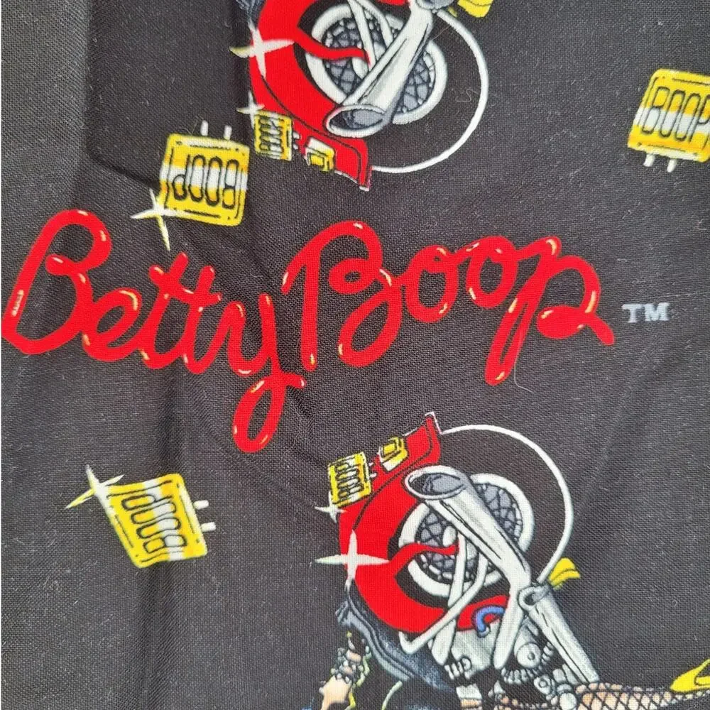 Betty Boop Biker Babe Fabric 90s Rockabilly Black Red Cotton‎ Retro